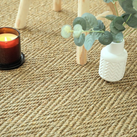 Tapis Jonc de mer - Bihar fin chevron - Ganse coton beige - 200 x 290 cm - 4