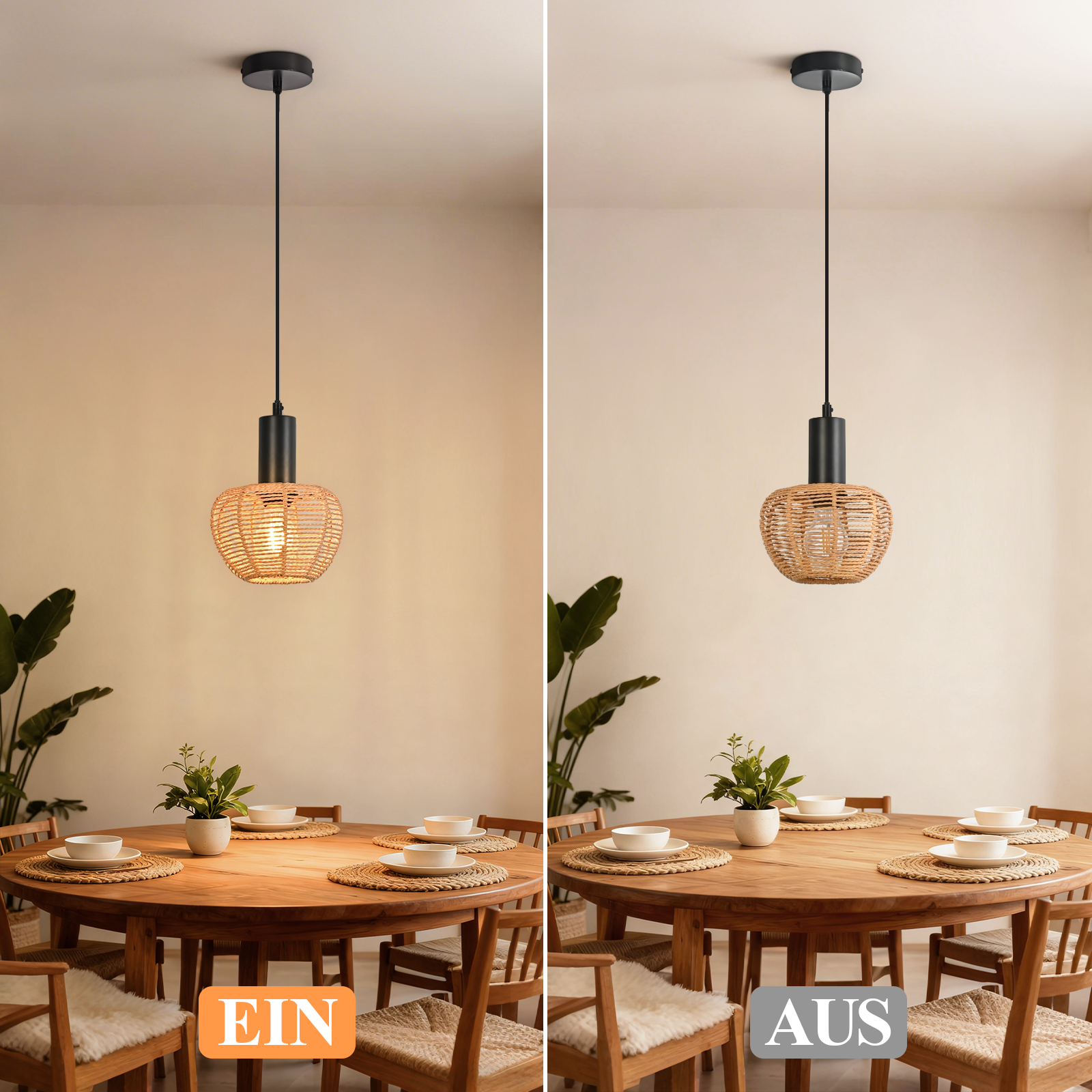 ZMH Lampa wisząca do jadalni w stylu vintage, 1-punktowa (żarówka nie jest dołączona) - 5