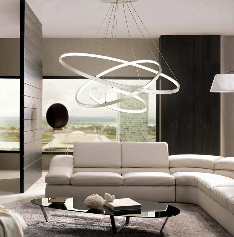 Maka lampadario Lampada da cucina soggiorno ristorante a sospensione bianco da soffitto anelli sospesi led moderno luce 48w Luce Naturale 4000K - 2