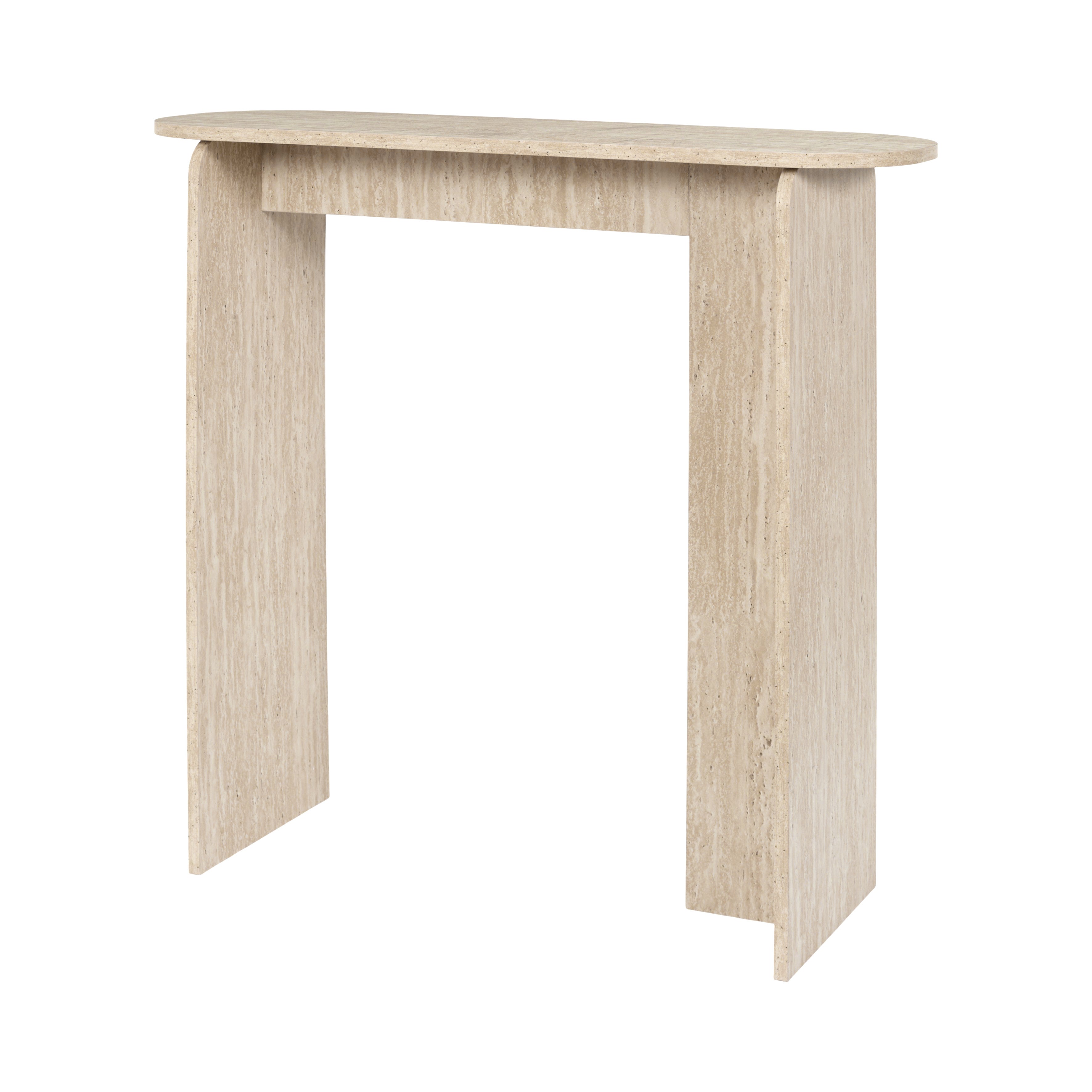 Console - Home Deco Factory - Pietra - Minimaliste - Effet Pierre Travertin - Blanc Et Beige - 3