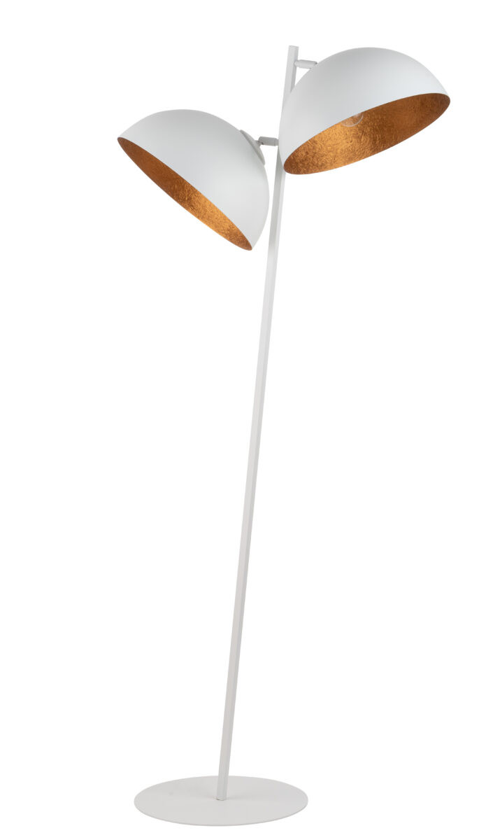 Lampa podłogowa stojąca Sfera biało-miedziana 2xE27x15W wym: 156 x 60 x 35 cm metal SIGMA