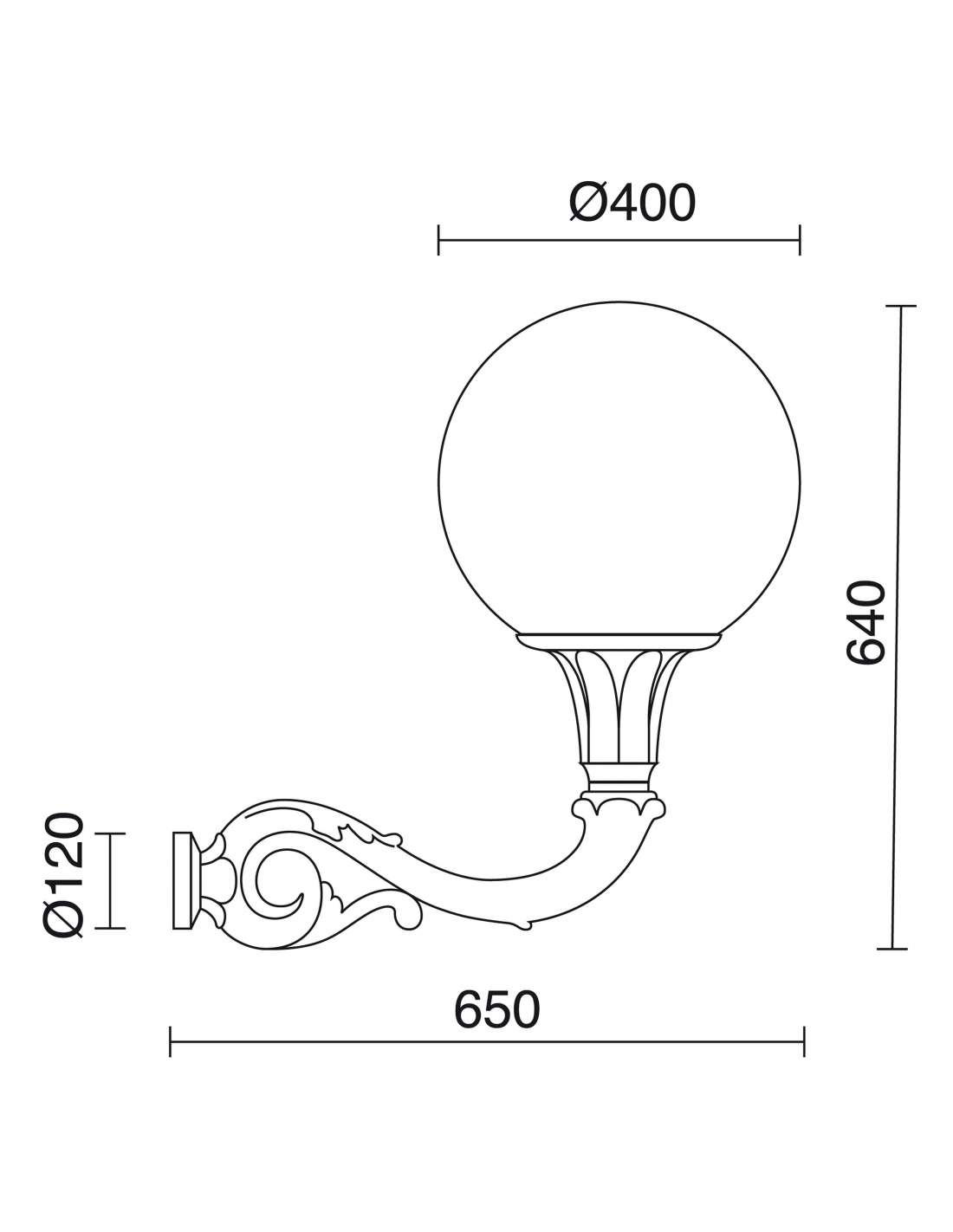 Apl. City Indura Balon E27 Gl.40 Noir. - 2