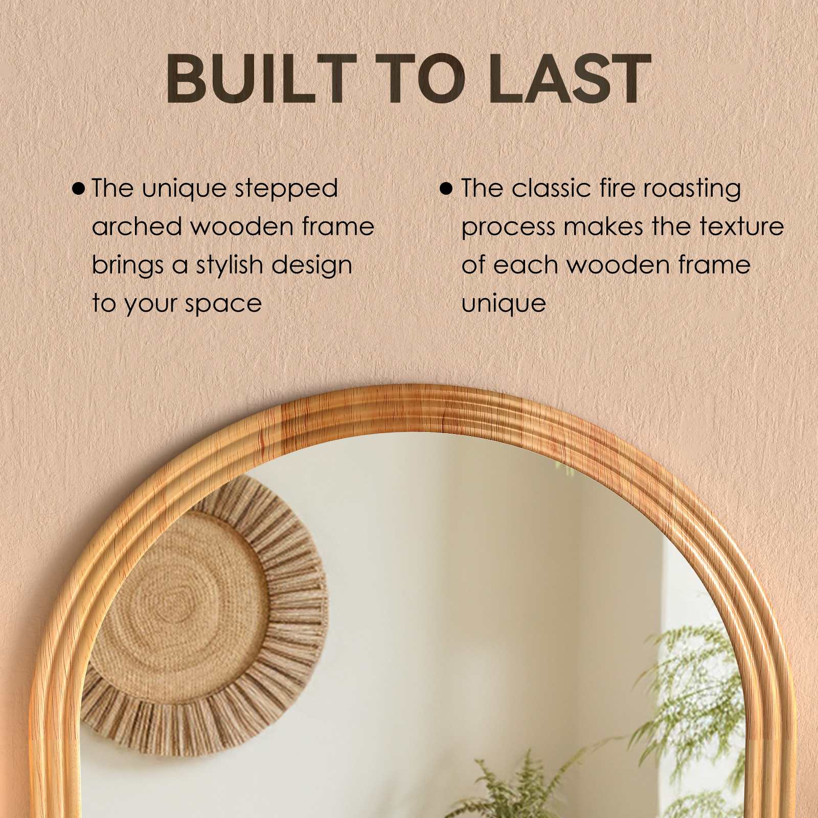 Espejo de Pie Arco 160×50cm Madera Maciza, Espejo de Cuerpo Completo HD para Dormitorio y Salón - 2