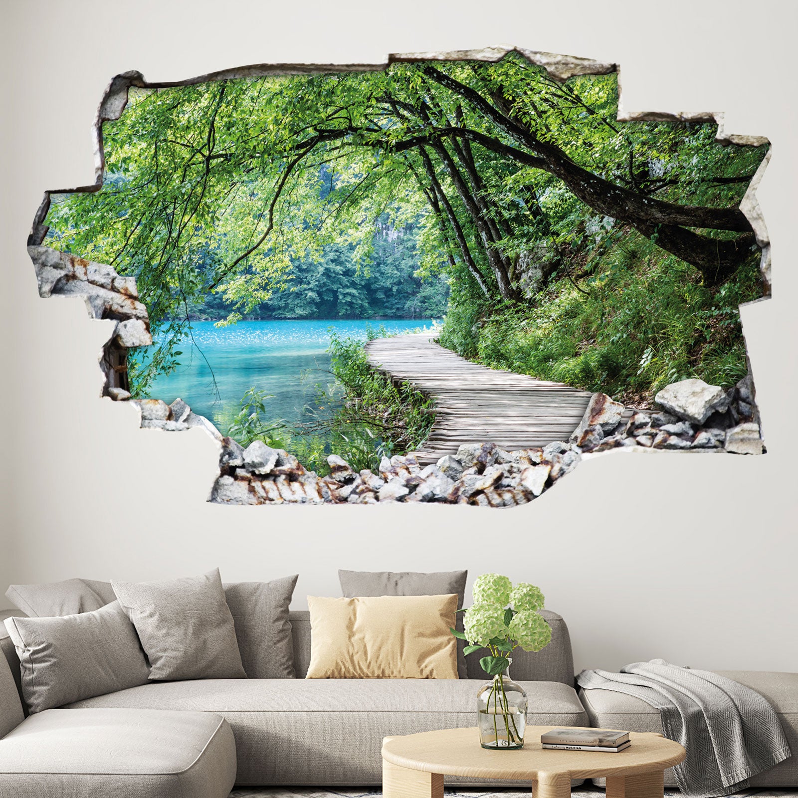 Stickers Muraux 3D Mi Alma – Niche Illusion – Grand 16x32 Pouces – Décoration Fleurie