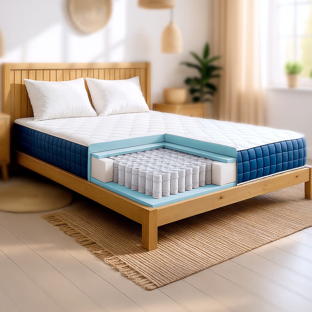 The White Stone Materac 120x200 cm, Wysokość 30 cm, z Sprężynami Kieszeniowymi i Memory Foam | Antybakteryjny i Oddychający