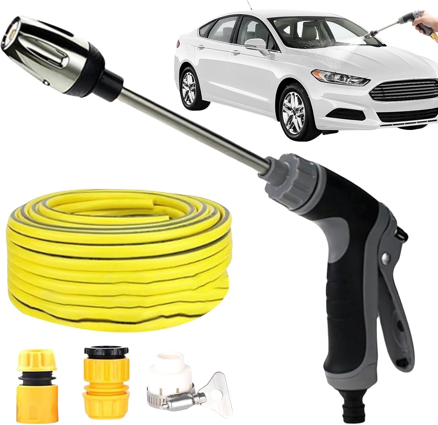 Nettoyeur Haute Pression Universel - Pour Tuyaux d’Arrosage - Buse Jet 2-en-1 + 3 Embouts + Tuyau 5m Inclus - 3