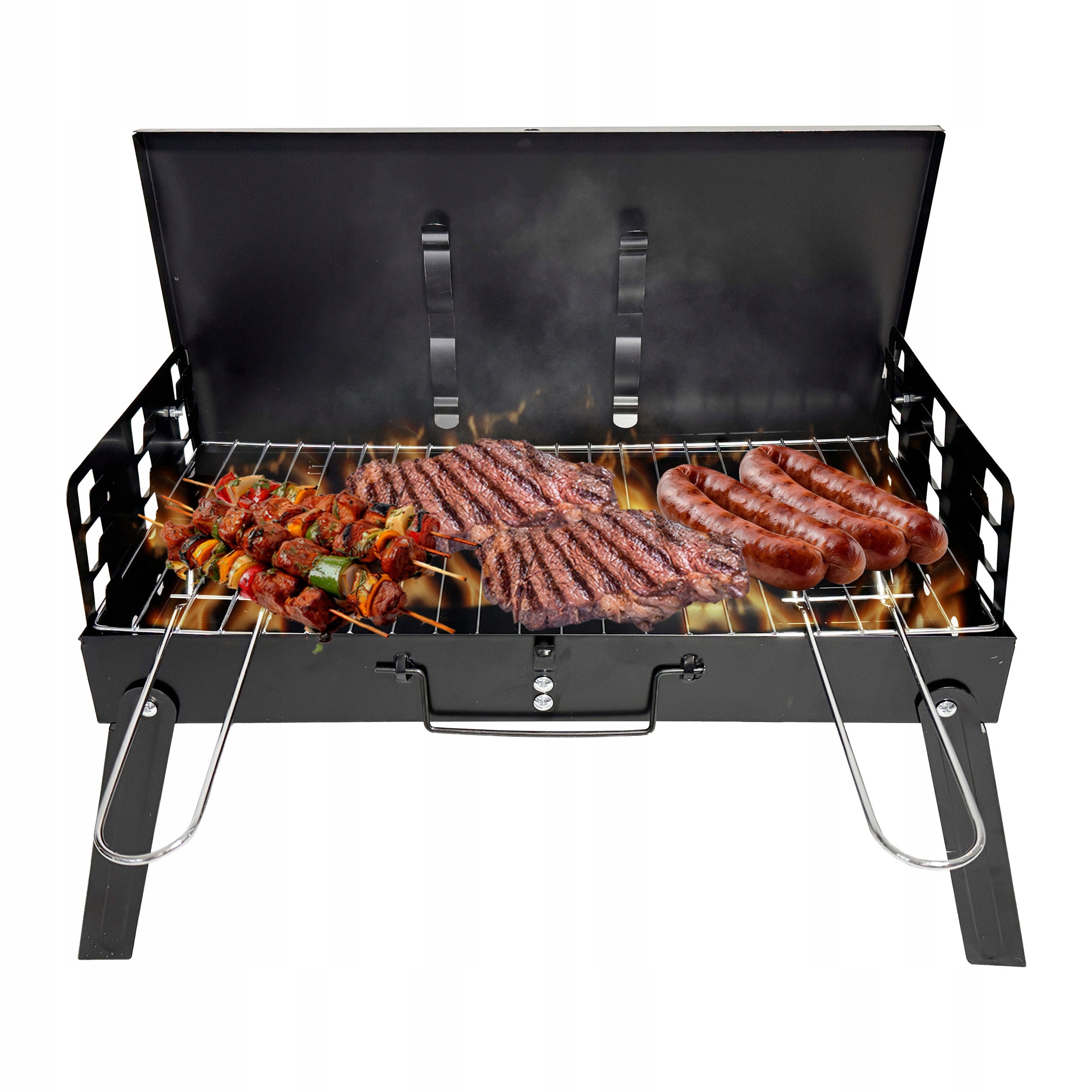 Grill węglowy turystyczny składany przenośny walizka + akcesoria BBQ1009 - 3