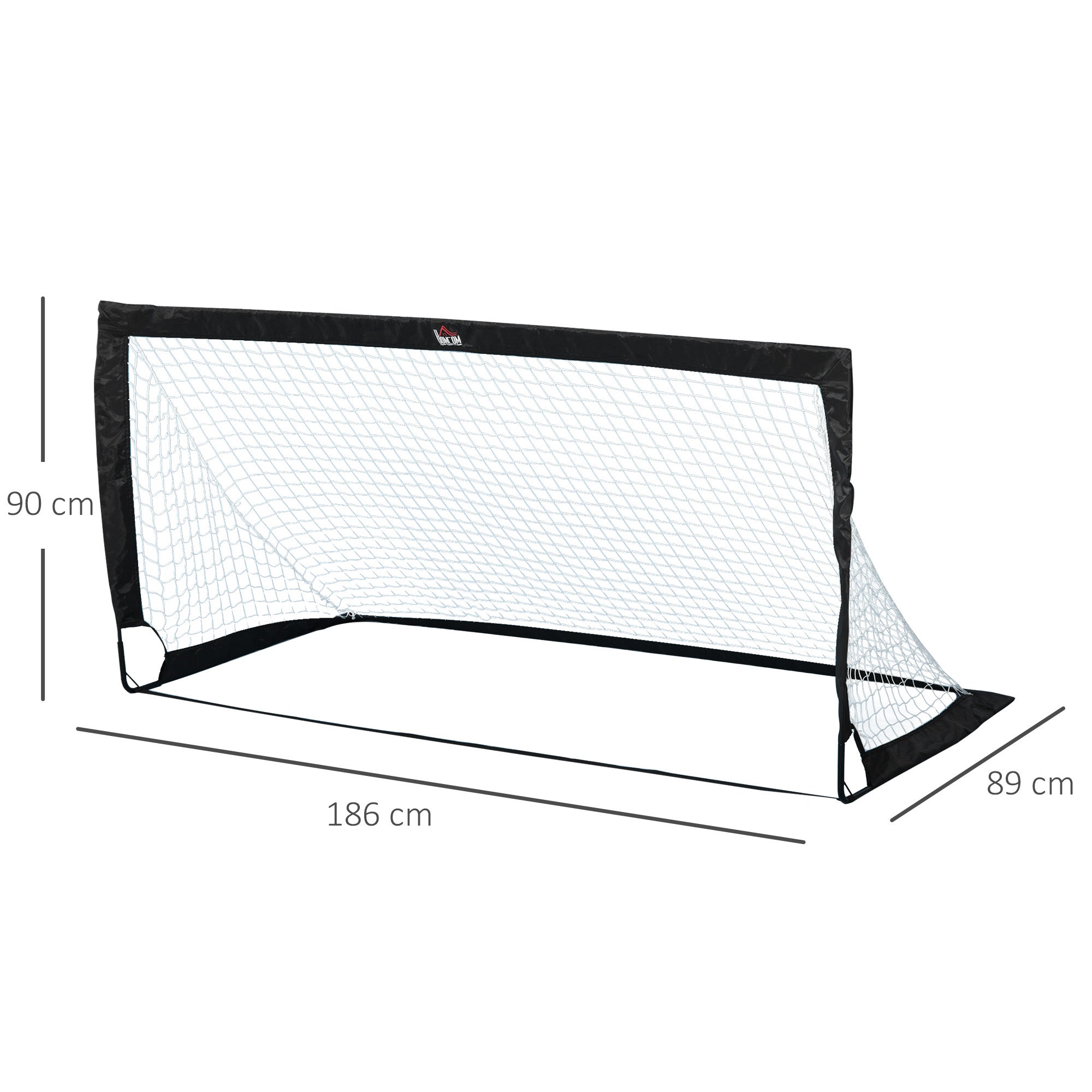 Balizas de Futebol HOMCOM em Metal e Tecido Oxford Preto 183x90x90 cm A62-015BK - 3