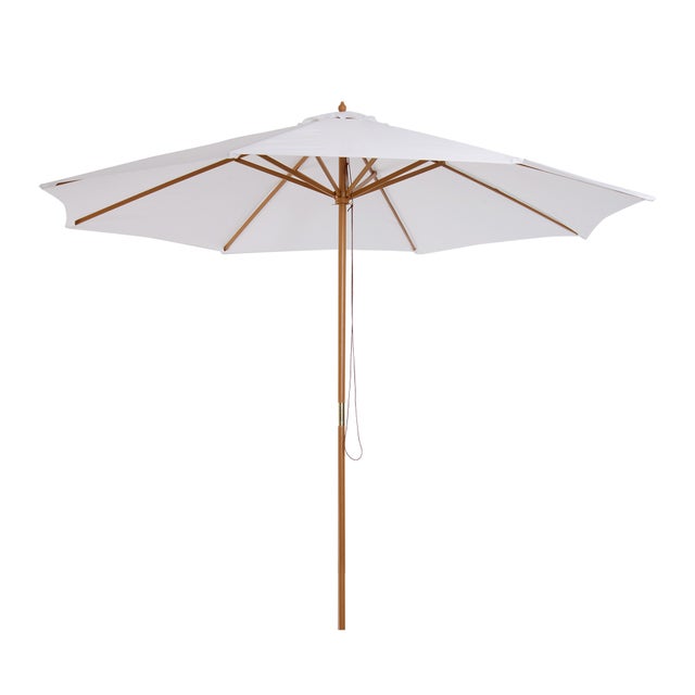 Chapéu de Sol de Jardim Outsunny Branco Madeira, Bambu, Poliéster 300x250cm