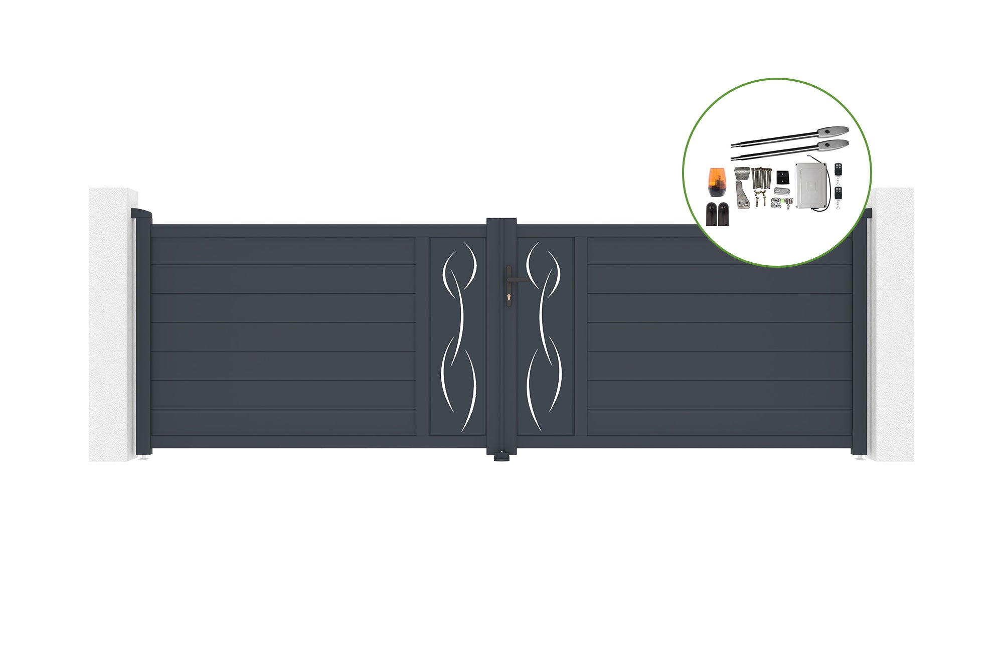 Brama skrzydłowa 4m LIFE H.120cm aluminiowa + napęd TANKER B250