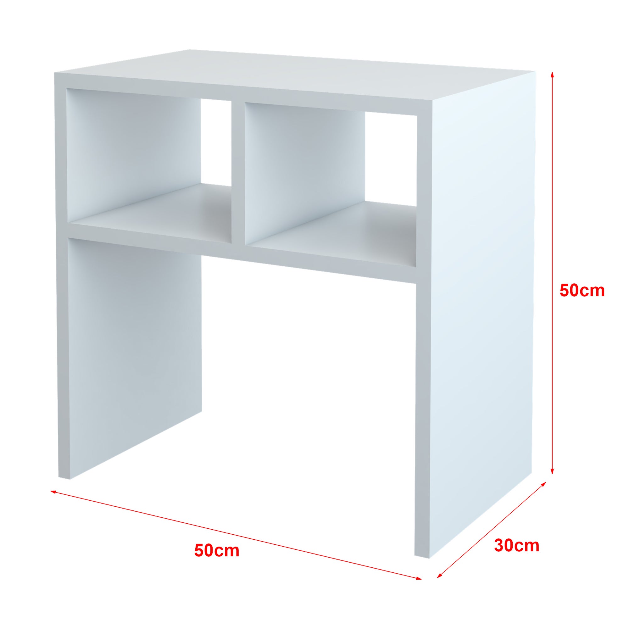Table d'appoint rectangualire Ravnsborg avec 2 compartiments de stockage 50 x 50 x 30 cm blanc [en.casa] - 3