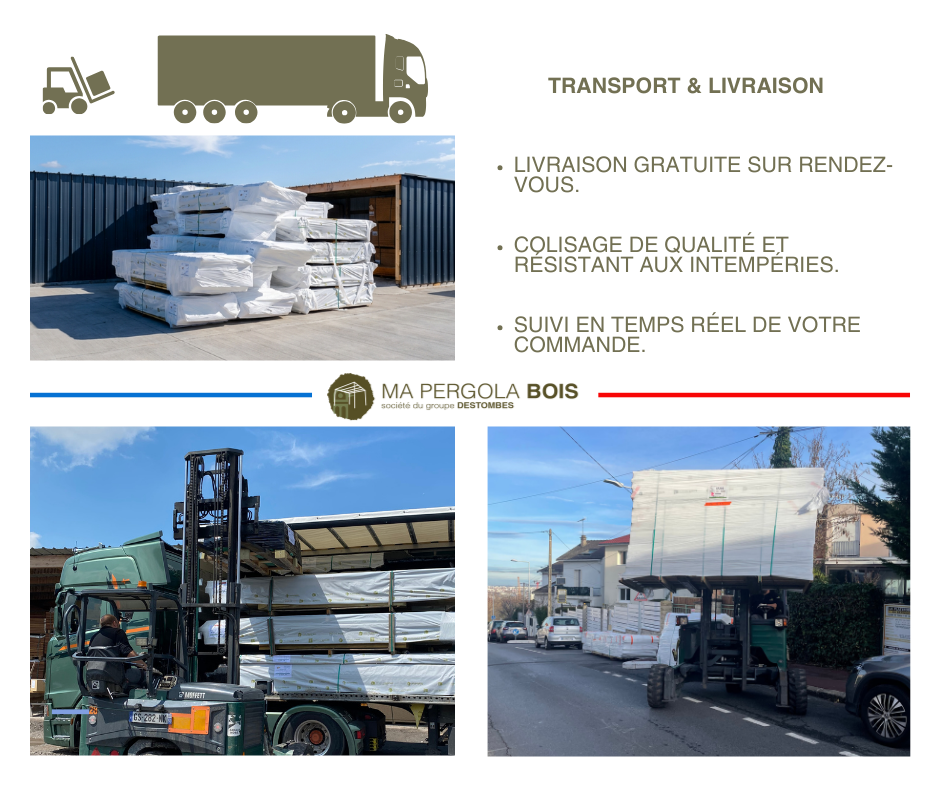 Pergola bois • 10m x 5m • adossée • sens profondeur • livraison comprise - 9