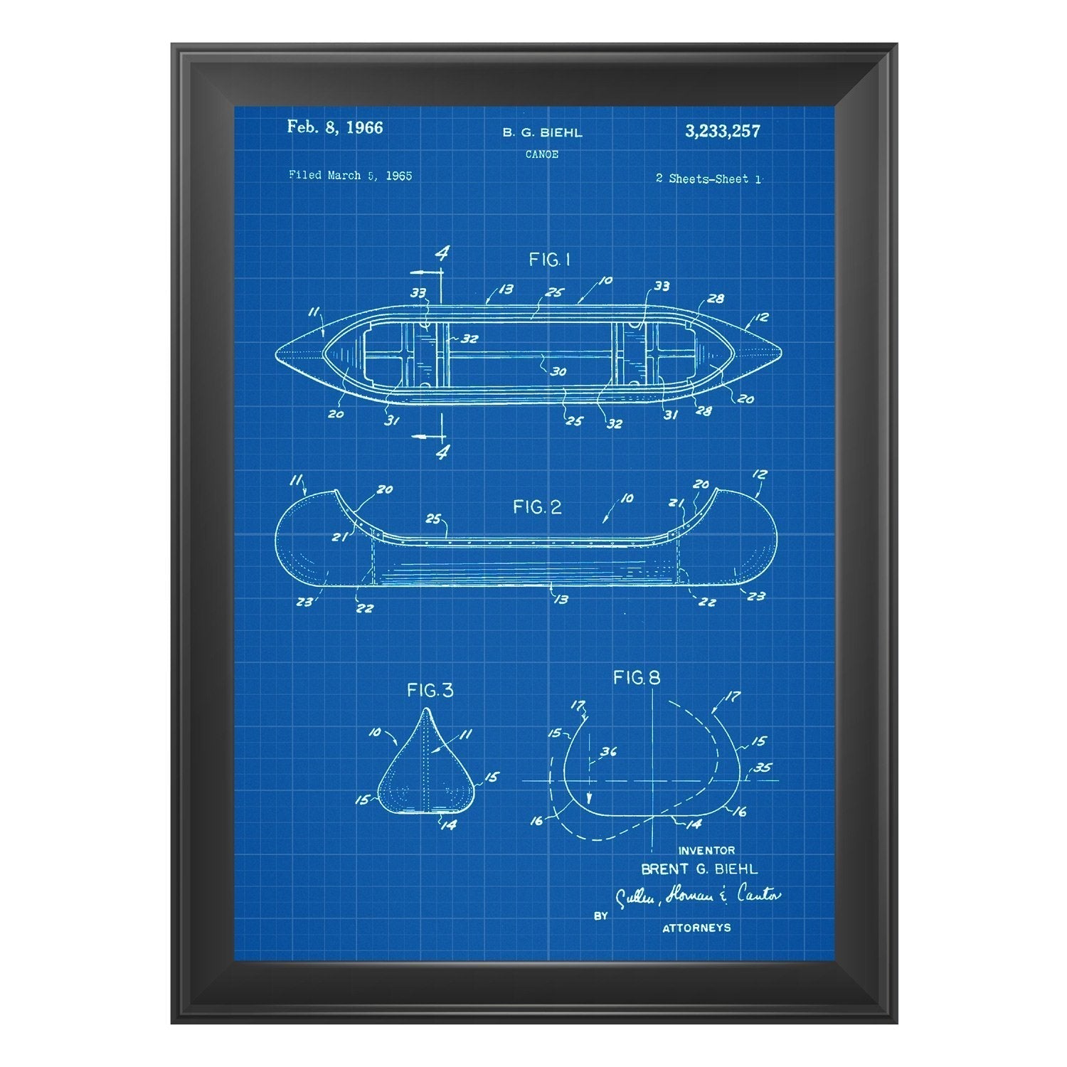 Nacnic Vintage: Set 4 Poster Con Cornice Di Brevetti Antichi - Scegli Il Colore Per Le Tue Pareti! Idee Regalo Originali