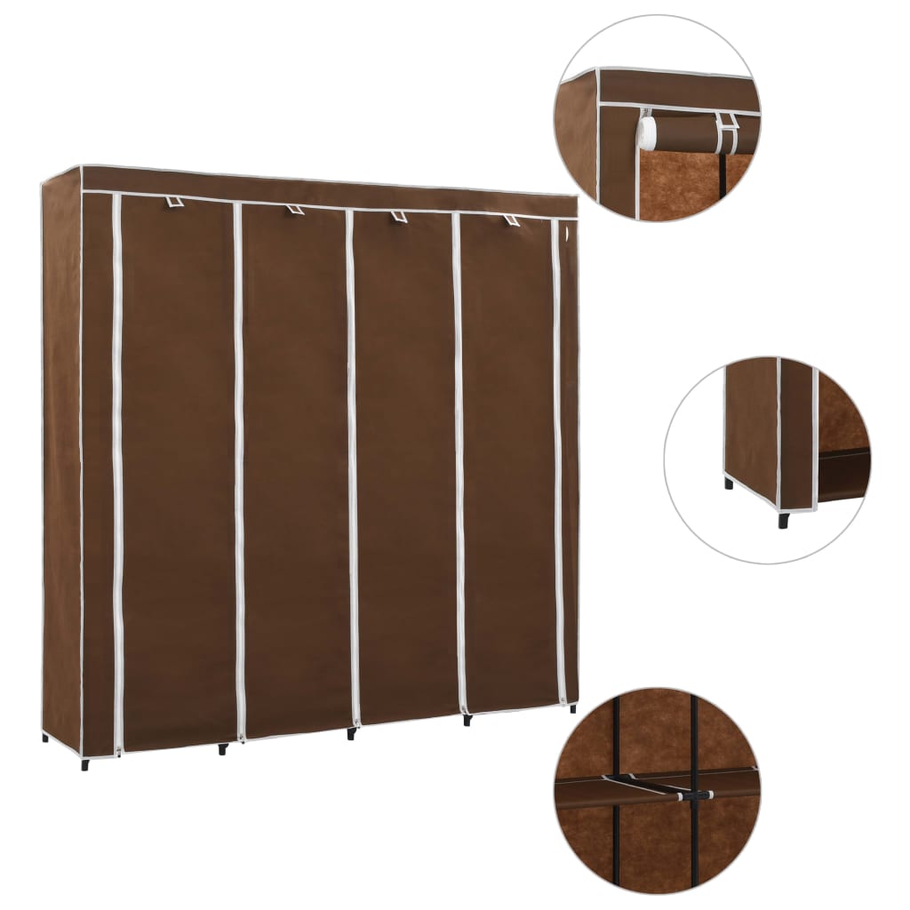 Armário com 4 compartimentos castanhos 175x45x170 cm - COMFORTXL - 2