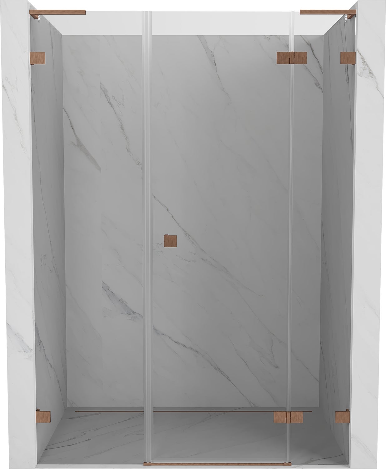 Mexen Lunar L drzwi prysznicowe uchylne prawe 160 cm, transparent, miedź szczotkowana - 834SL-160-050-65-00-P
