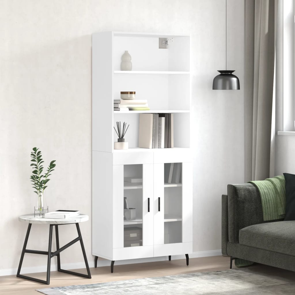 Buffet haut Blanc 69,5x34x180 Bois d'ingénierie - 2