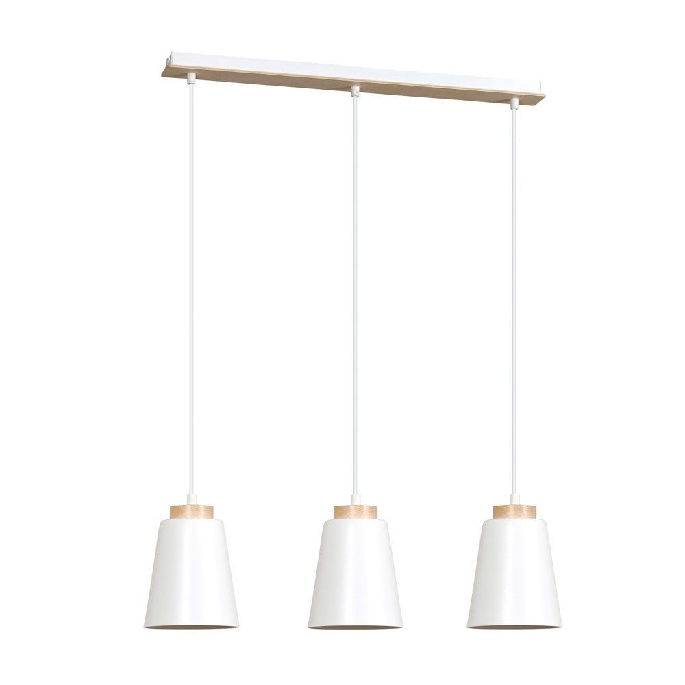 Lampa sufitowa Lasso 3 światła biała z drewnianymi detalami 3xE27