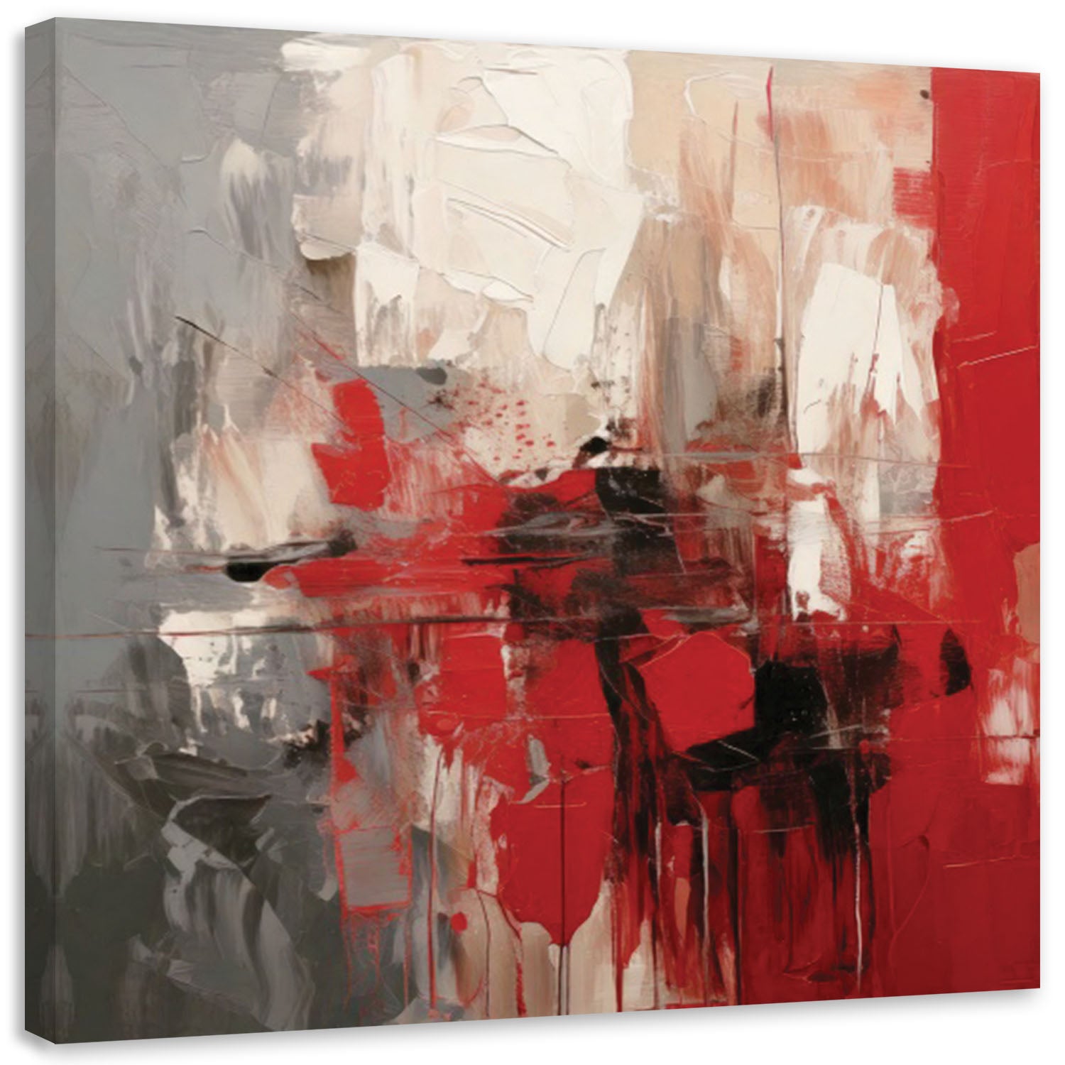 Obraz do salonu, Abstrakcja Nowoczesna Czerwień 60x60