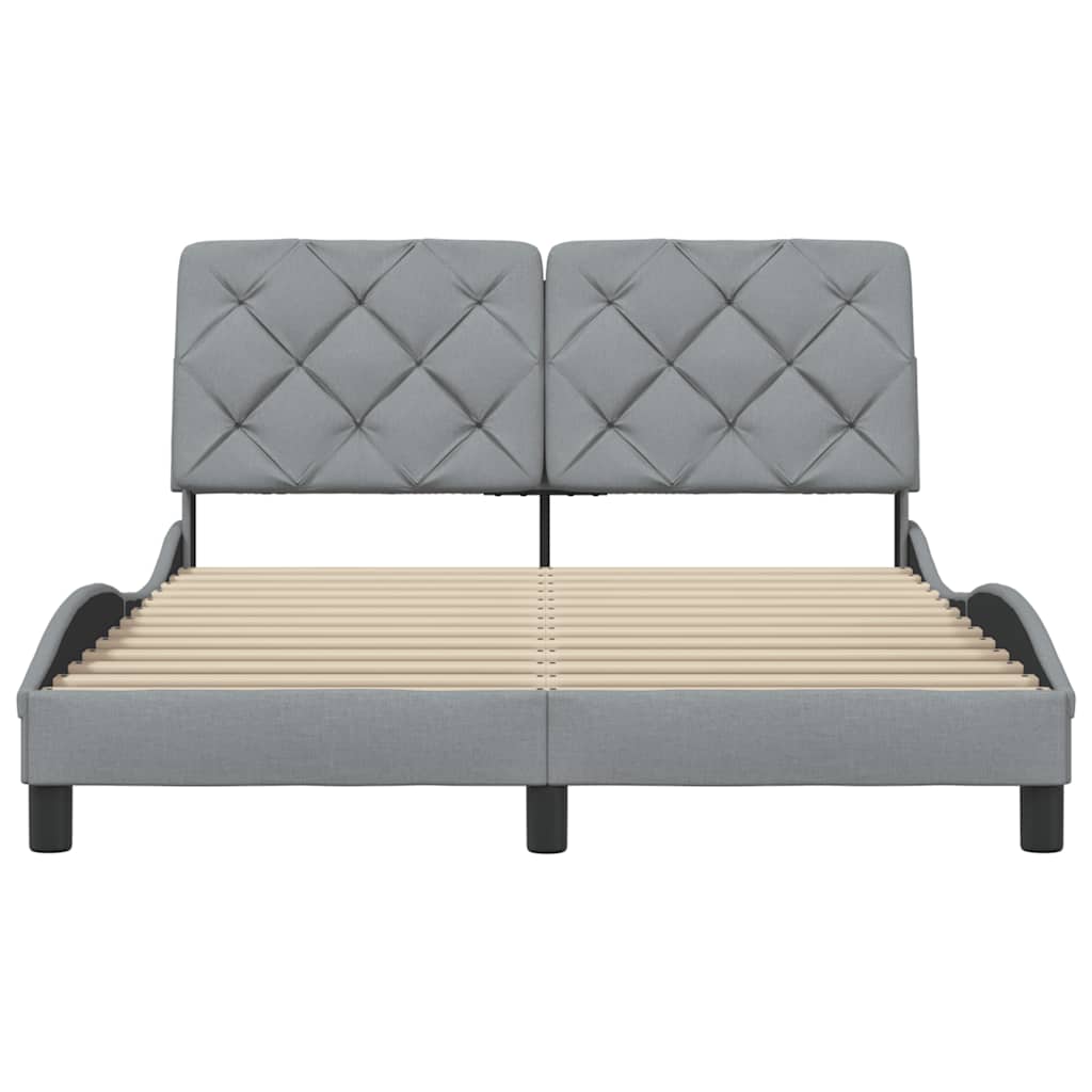 Cadre de lit sans matelas gris clair 140x200 cm tissu - 5