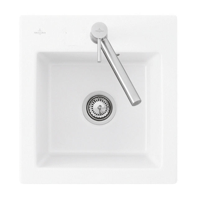 Evier 1 bac sans egouttoir VILLEROY ET BOCH Subway Pure XS 47,5 x 51 cm Blanc vidage automatique inclus