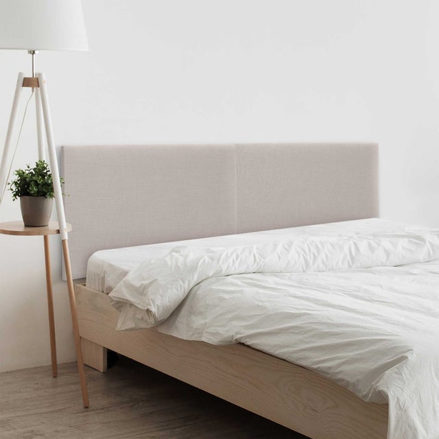 DHOME Cabecero de Lino Liso Natural Dual Dividido en 2 Piezas Cabezal Tapizado Cama Dormitorio Moderno Top Trending (Beige, 220cm)