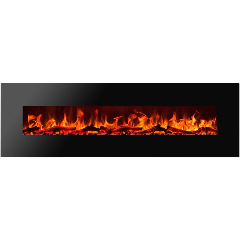 Kominek elektryczny AFLAMO Albion 42 - ogień premium - na ścianę - 110x49x14 cm - dekoracyjny kominek LED z grzaniem 750/1500 W