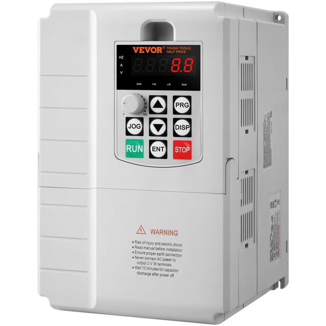 Inverter di Frequenza 7,5 kW, 10 CV 34A 0-400 Hz VFD, Ingresso Monofase, Uscita Trifase, Controllo Velocità, Raffreddamento Veloce VEVOR