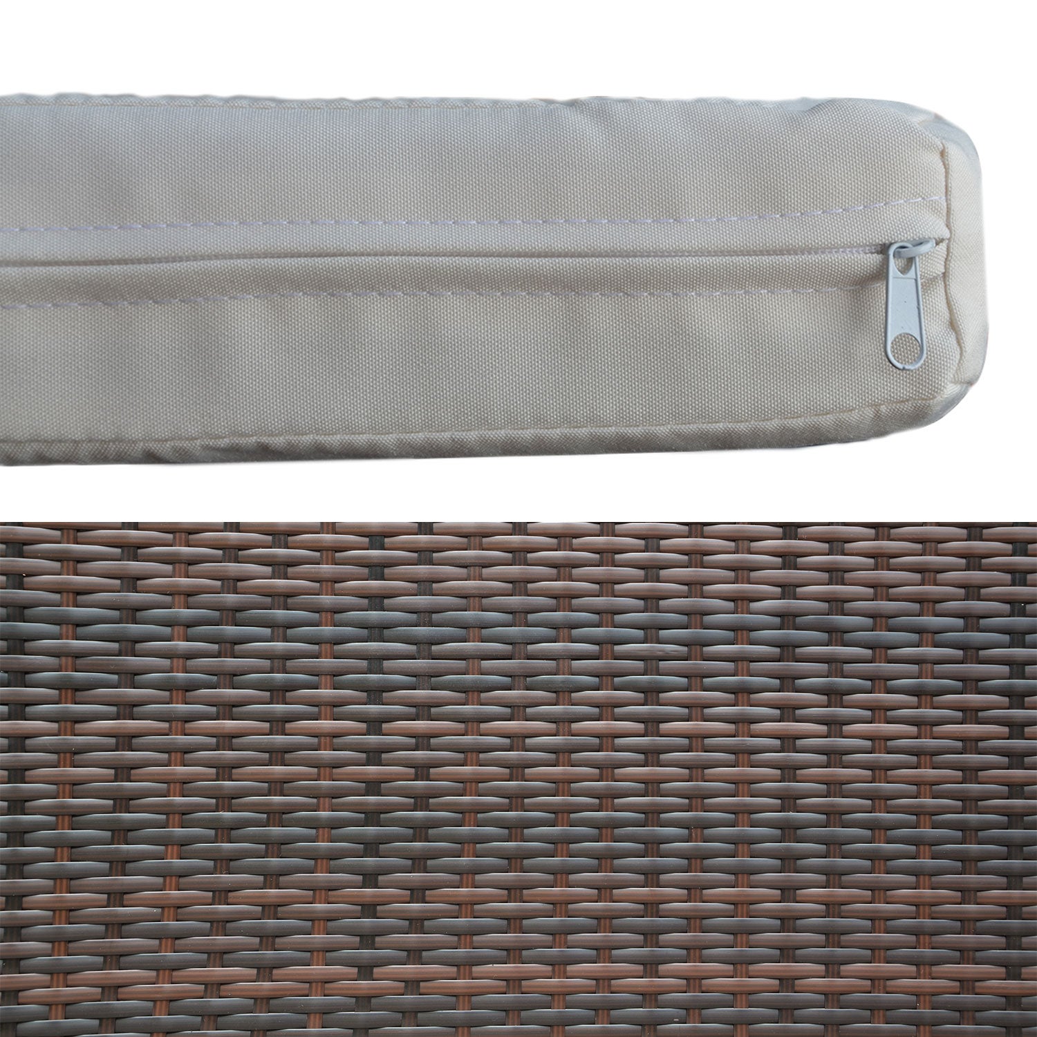 Zestaw mebli ogrodowych CORFOU z brązowej plecionej żywicy, 4-osobowy - beżowe poduszki - 3