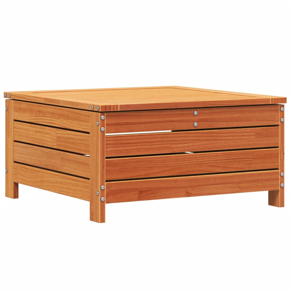 Taburete de jardín | otomana de jardín | reposapiés de jardín con cojín madera maciza de pino marrón cera cfw87124