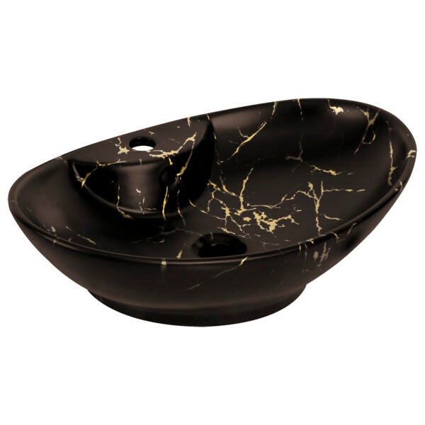 Umywalka nablatowa KR-139 MARBLE czarno złota KERRA