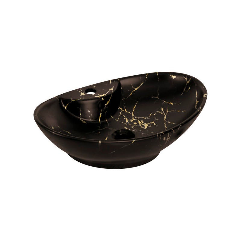 Umywalka nablatowa KR-139 MARBLE czarno złota KERRA