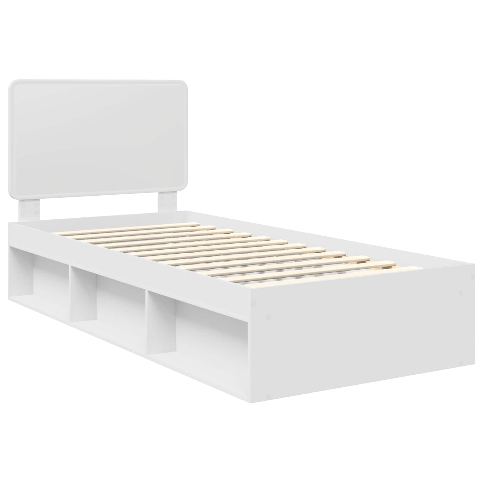 Cadre de lit blanc 75 x 190 cm pin massif - 4