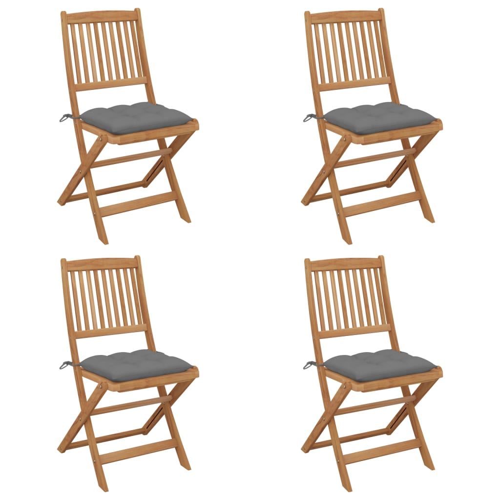 Lot de 4 Chaises pliables de jardin | Siège de Terrasse | Chaise d'extérieur avec coussins Bois d'acacia CFW600895 - 2