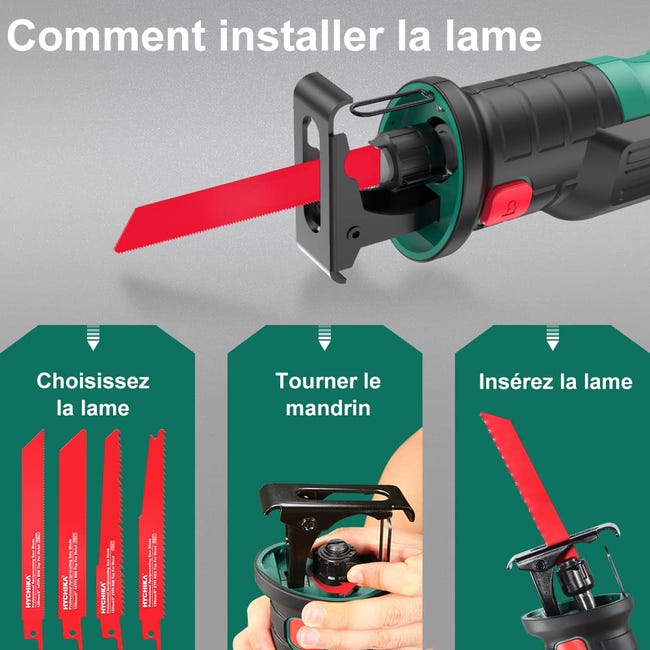 Scie Sabre Universelle Sans Fil Güde USS 18-0 - 18V, Profondeur Coupe Bois 115mm Acier 10mm, Lames Incluses