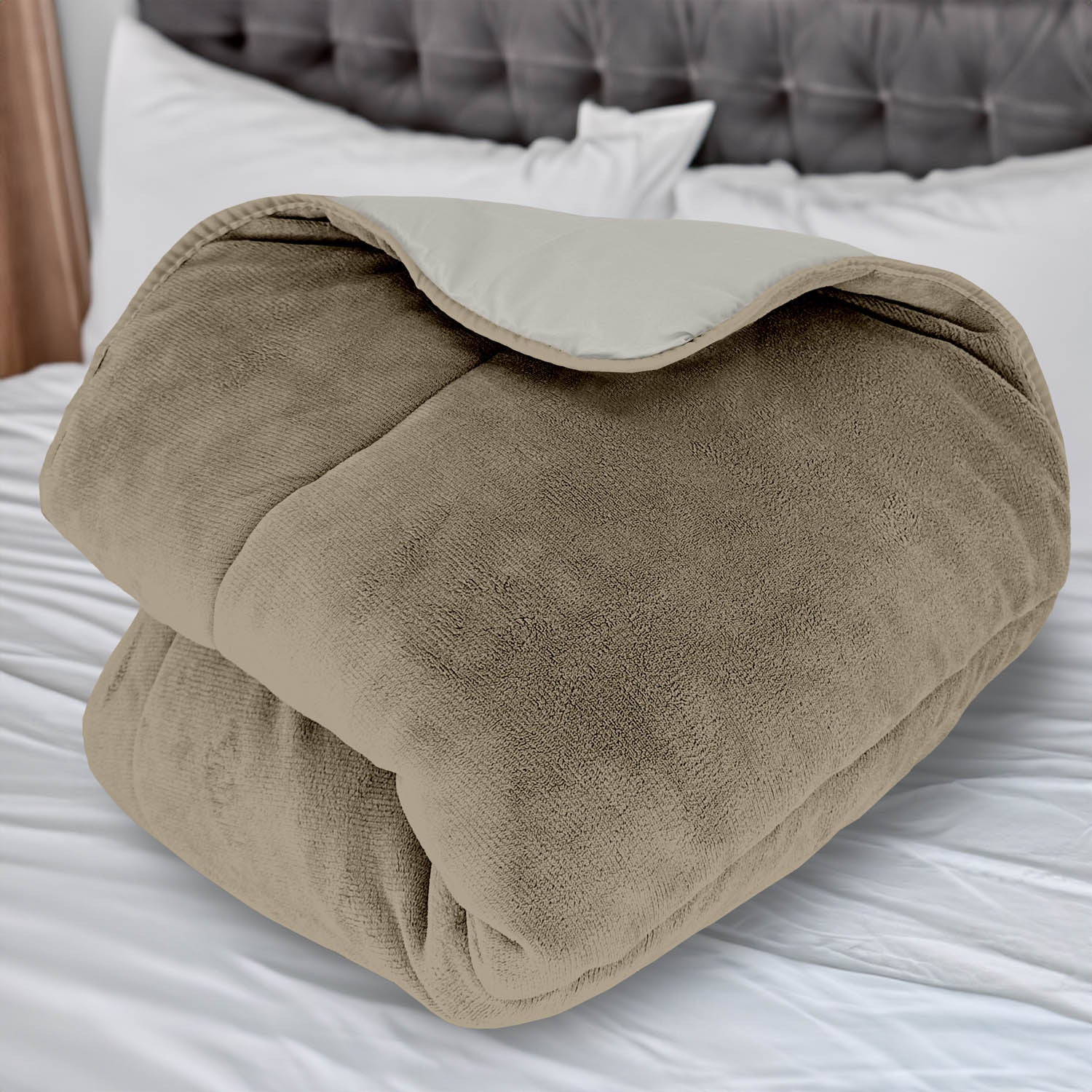 Couette chaude unie double face polaire pas cher