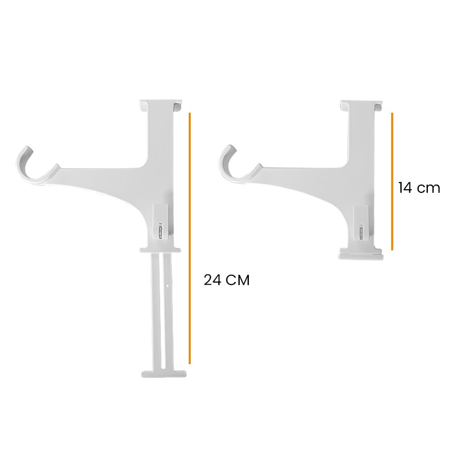 2 Supports Sans perçage, Blanc, D.20/28, pour Tringle à Rideau sur Caisson de Volet - 2