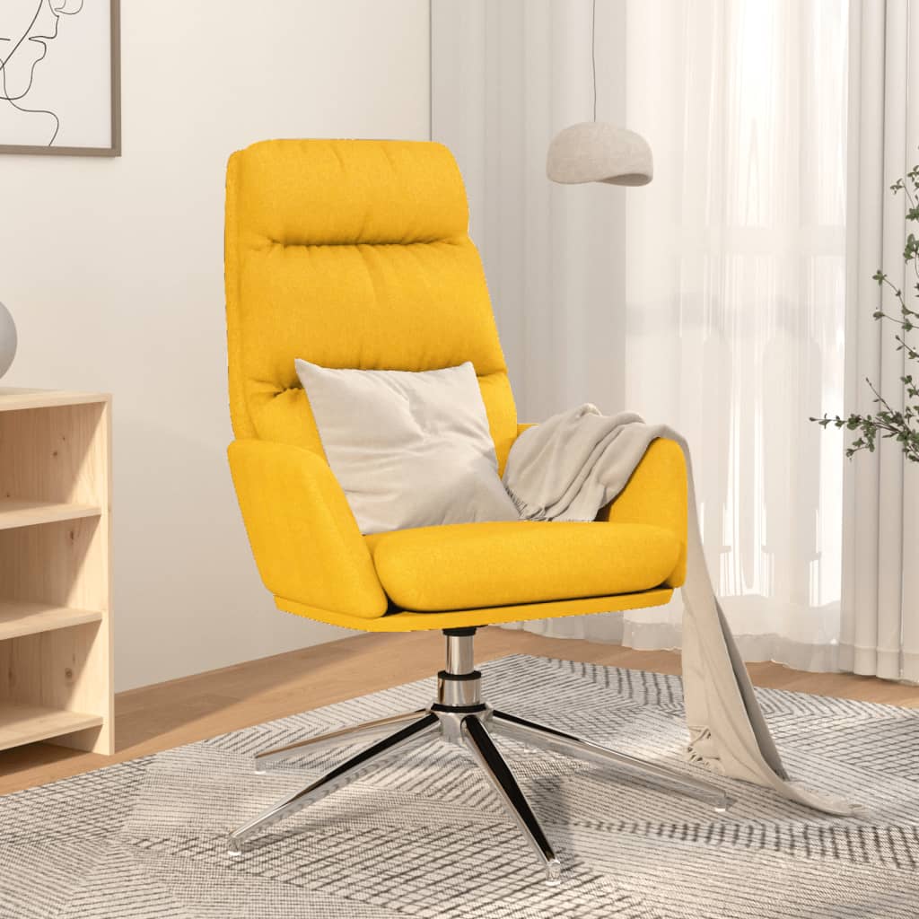 Chaise De Relaxation Velours VidaXL - Fauteuil Détente Réglable - Pivotant 360° - Jaune Moutarde - Pour Salon/Bureau