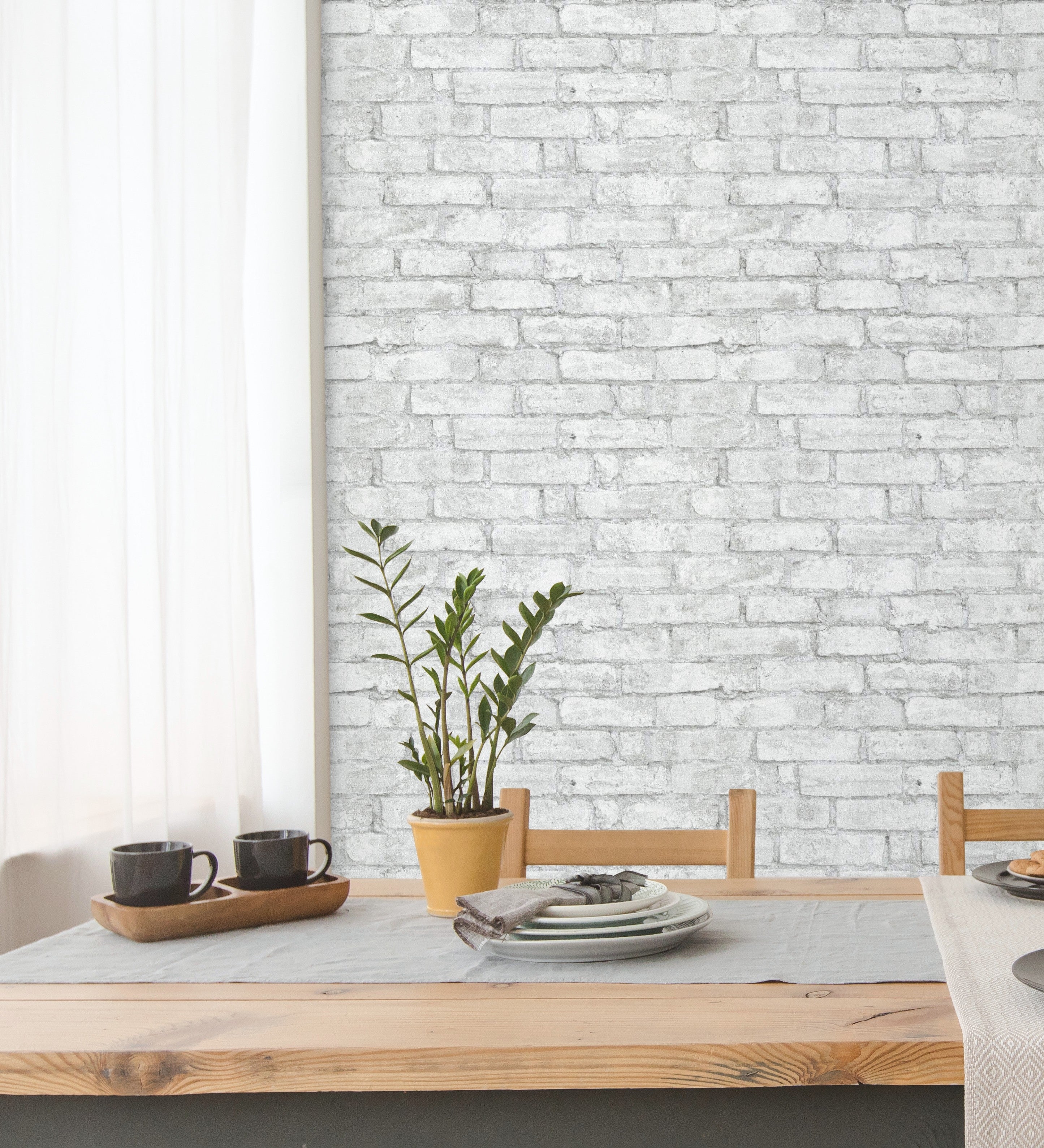 Papel pintado vinílico lavable efecto muro de ladrillos blanco y gris de textura en reliev - Harris Street 127122 de GAULAN - Rollo de 10 m x 0,53 m - 5