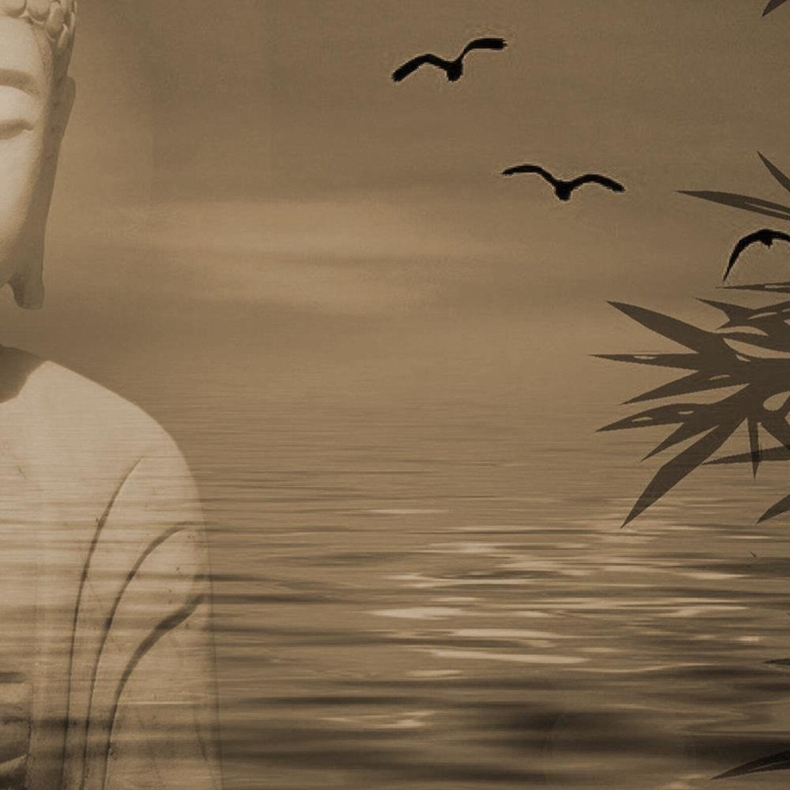 Tableau bouddha au bord de la mer au coucher du soleil 4 - 60 x 40 cm - 4