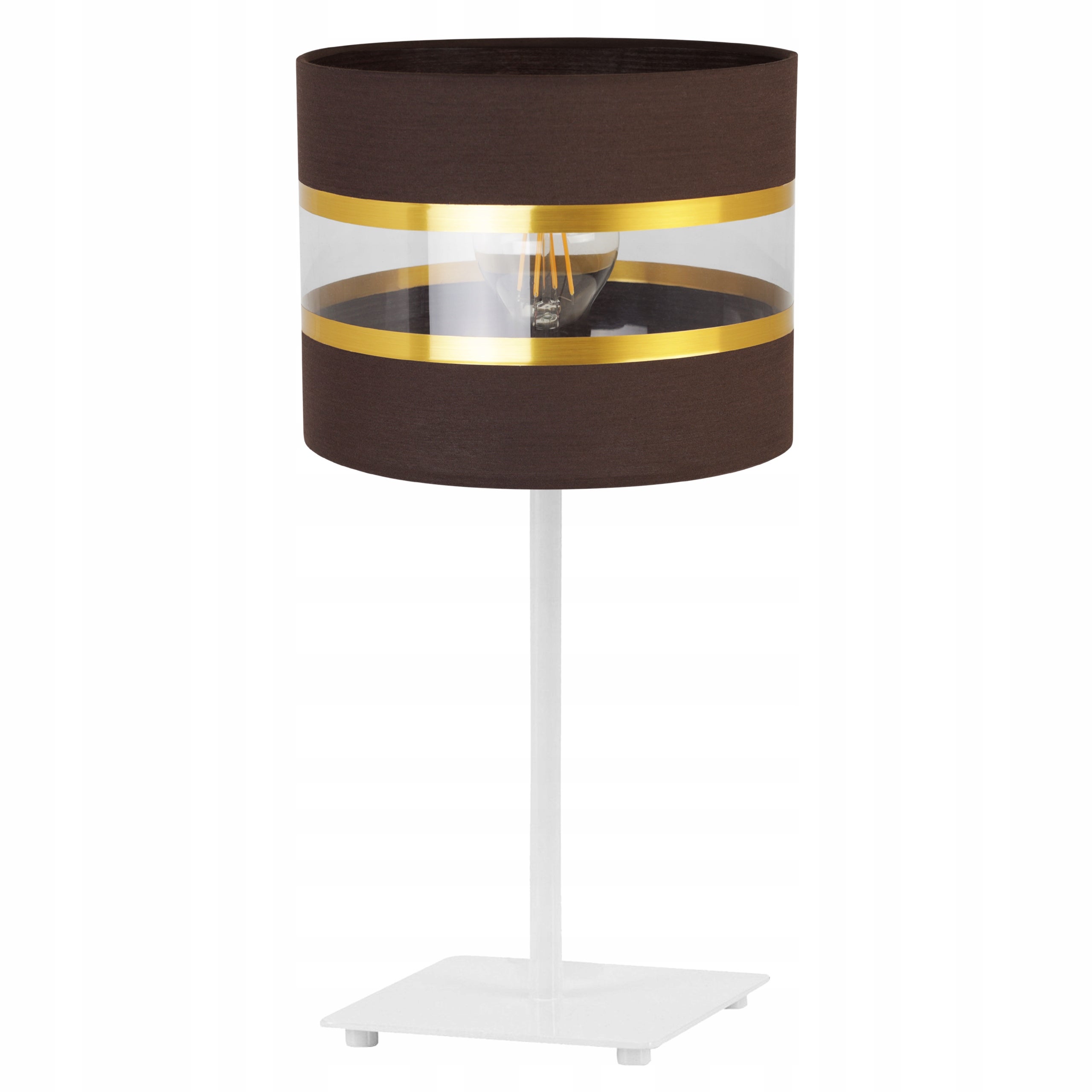 Lampa nocna stołowa Elegance Gold Gia modern 1xE27 20cm klosz walec biało/brązowy Light Home LH