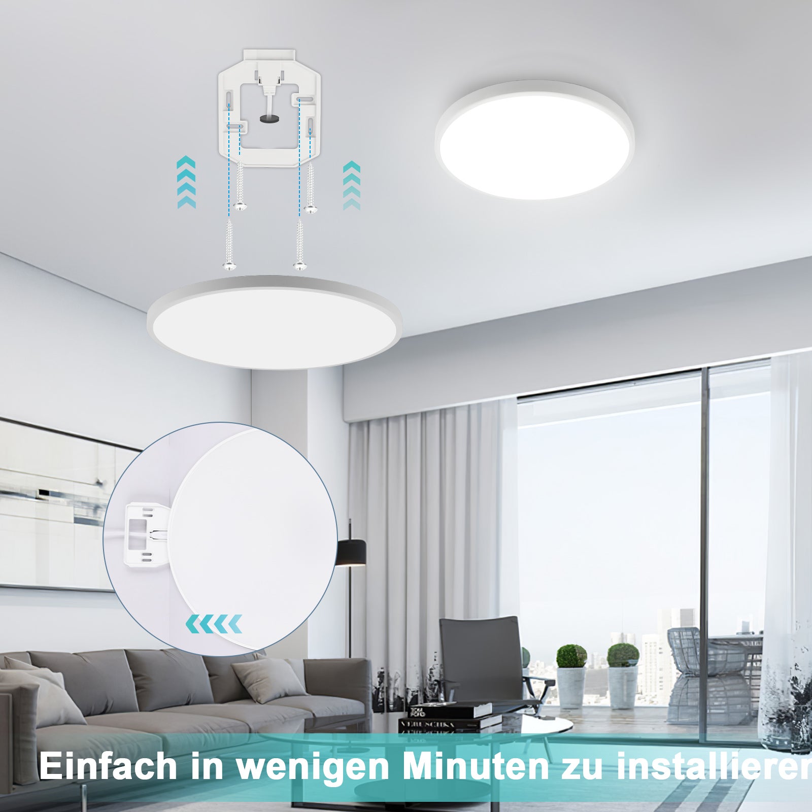 LOVHAUS Sufitowa Lampka 18W Okrągła Czujnik Ruchu, Pilot, LED Smart 1800LM, UltraCienka 28x28x4.8cm - 3