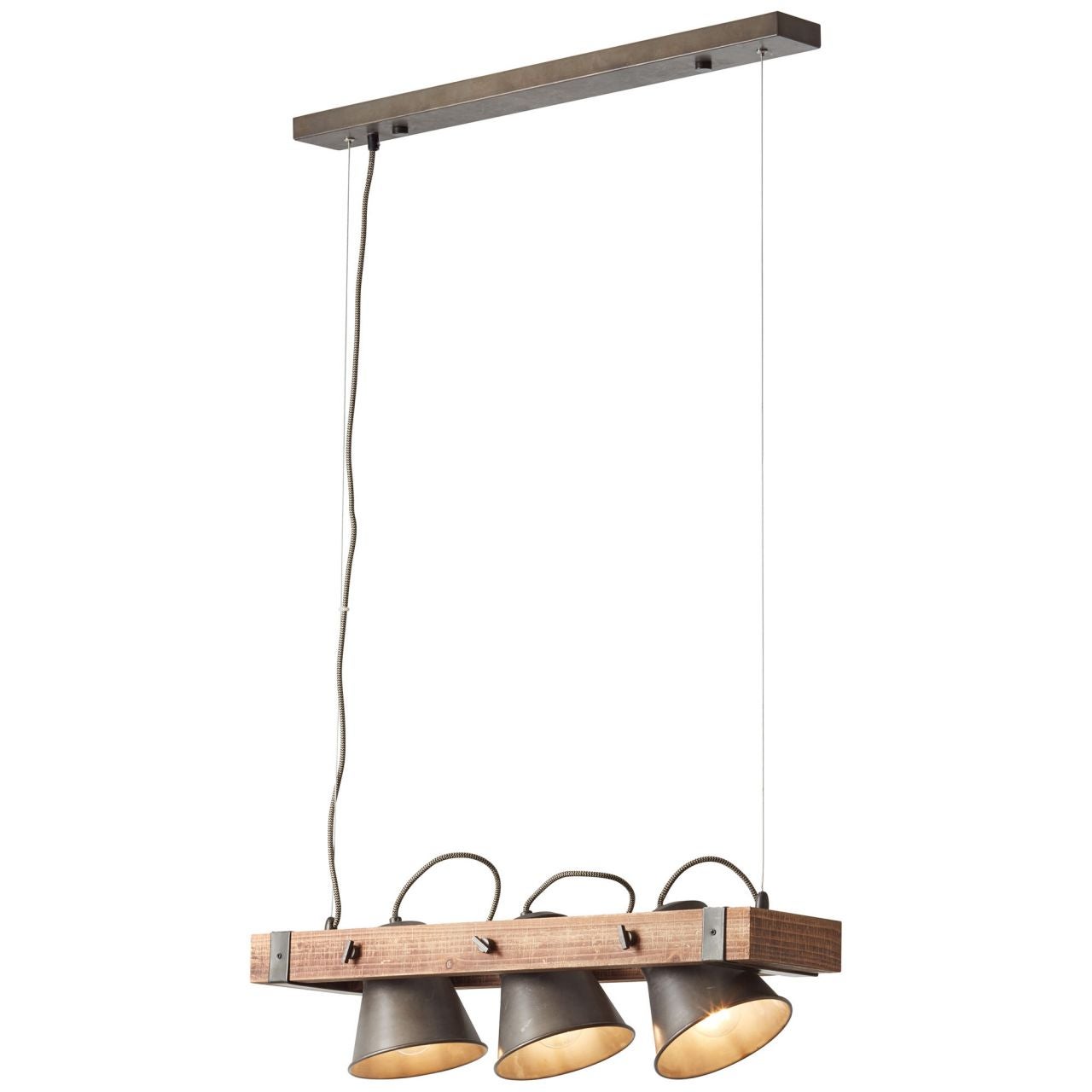 Lampa BRILLIANT, zawieszenie Baker 4-płomienne czarne / kolor drewna, 4x A60, E27, 40W, drewno ze zrównoważonej gospodarki leśnej (FSC) - 3