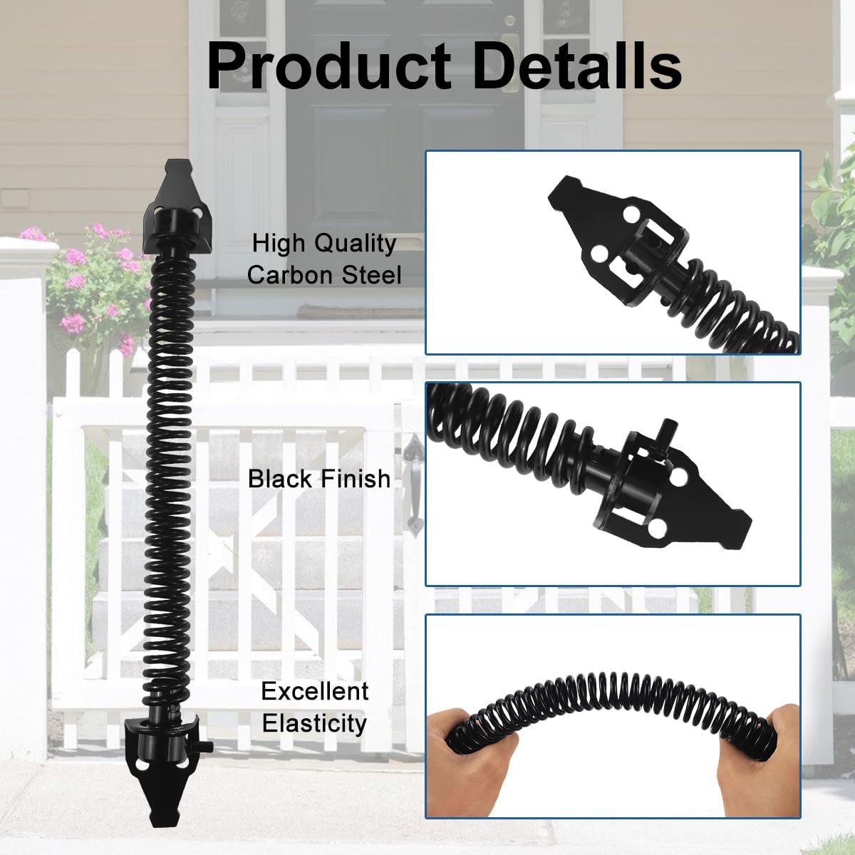 36cm Ferme Porte Automatique, Ferme Porte à Ressort, Ressort de Traction Réglable, Ressort de Porte avec 2 Vis, pour Porte de Jardin - 3