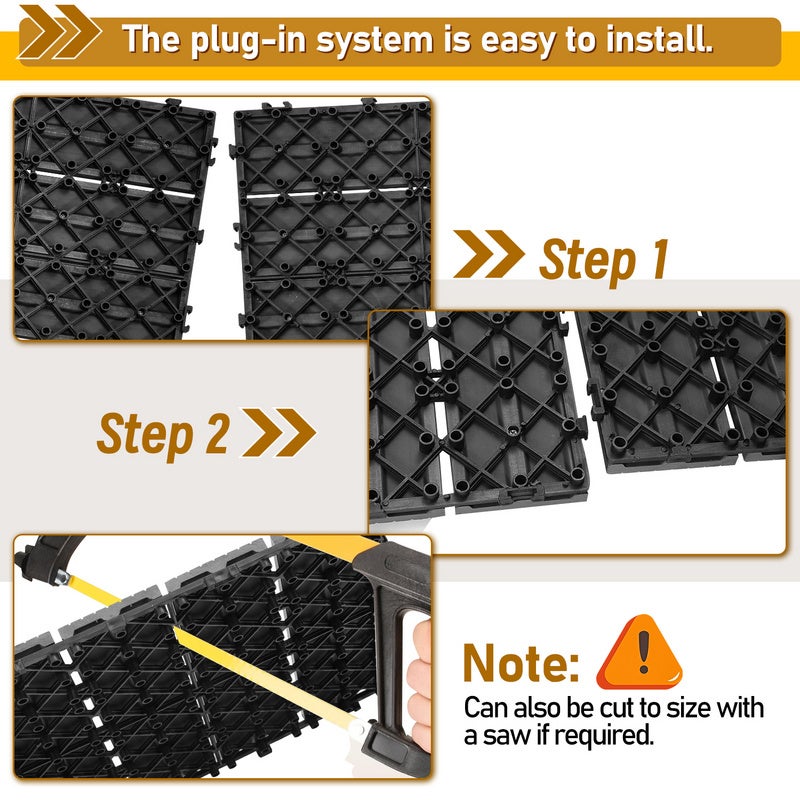 Juego de 11 losas de terraza de madera compuesta antracita con clip de WPC para jardín, piscina y balcón - 7
