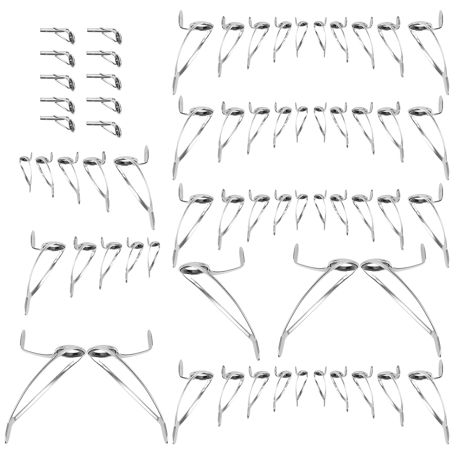 Lot De 28 Anneaux De Guidage Céramique Pour Canne à Pêche | Doré, Différentes Tailles | Réparation Rapide - 13