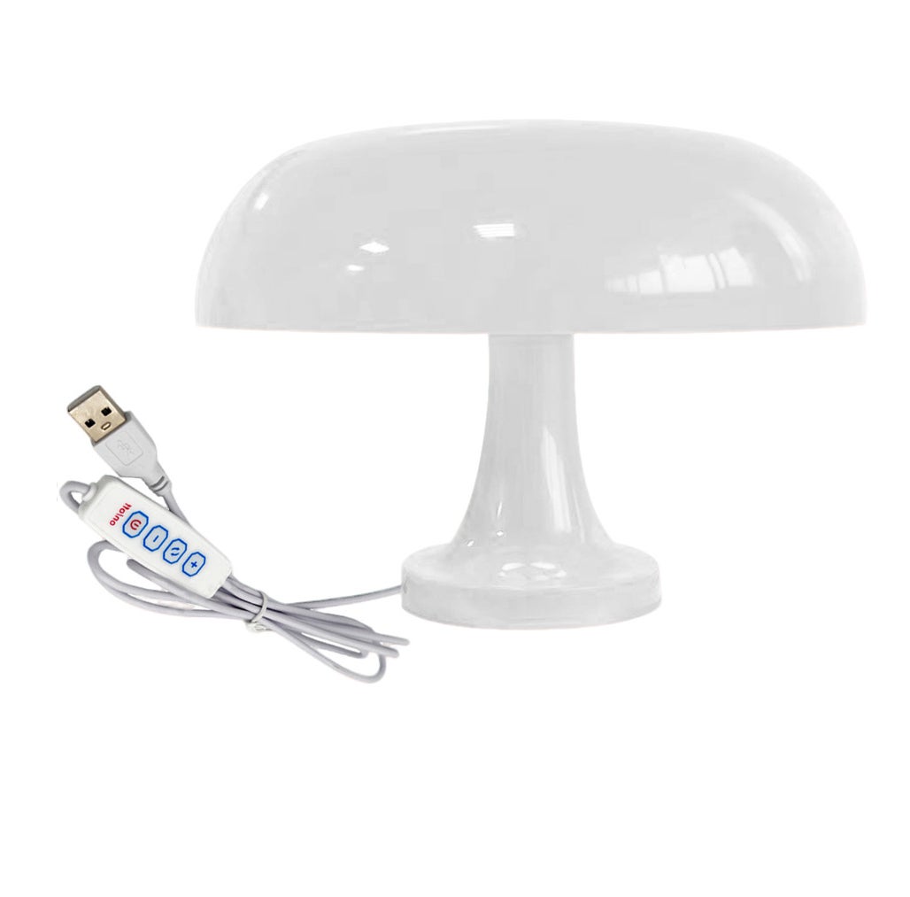 Lampa stołowa w kształcie grzybka w stylu retro - 3 barwy światła - idealna do kącika czytelniczego, salonu lub sypialni (28 x 19,5 cm) - biała