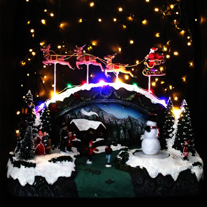 Village de Noël Animé & Musical avec Traineau Père Noël - SILUMEN - 2
