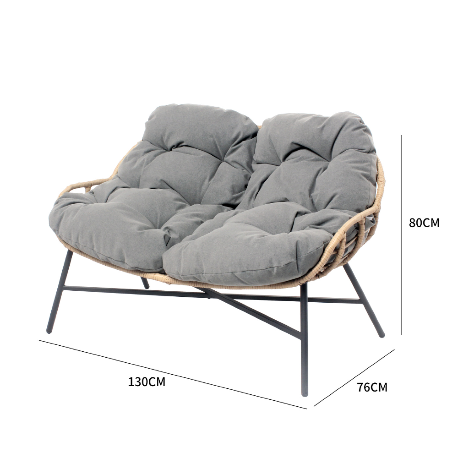 Salon bas de jardin en Acier Gris 4 personnes - 7
