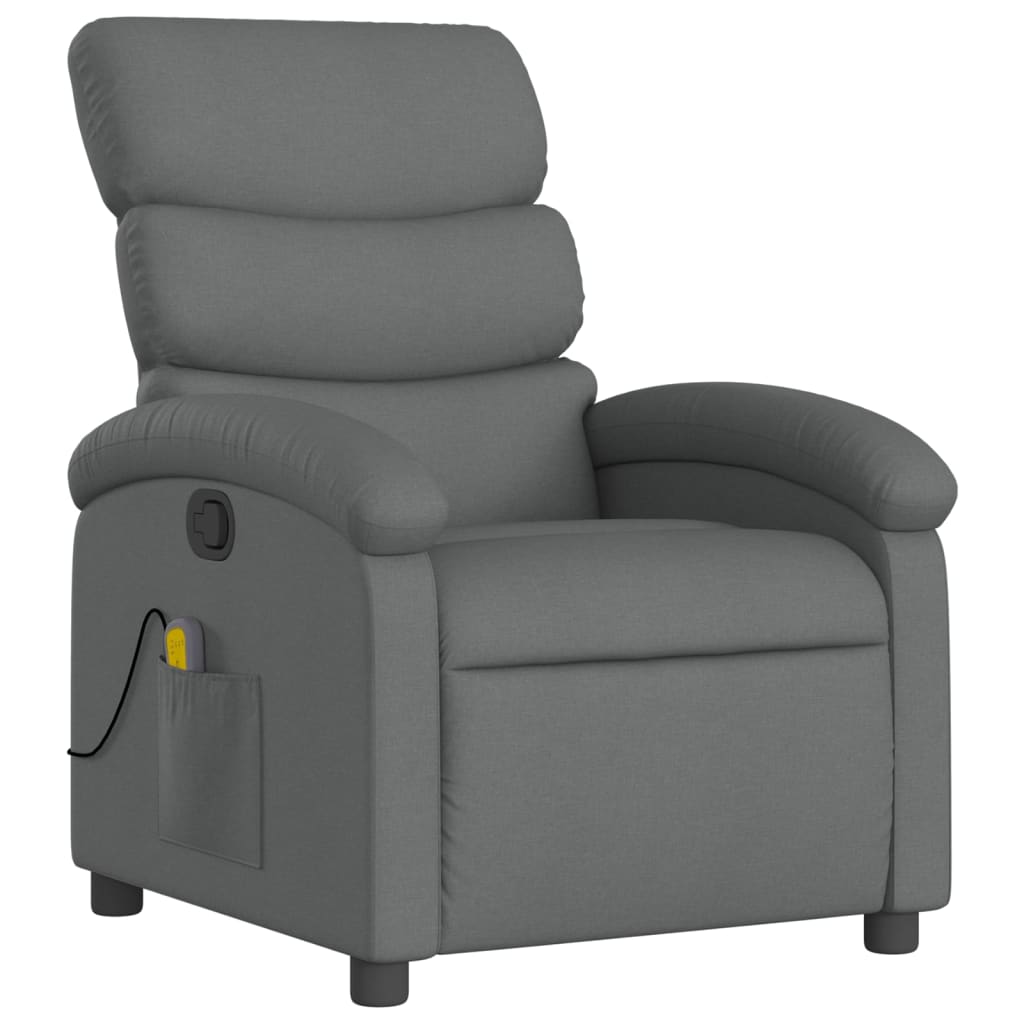 Fauteuil de Salon，Chaise，Fauteuil inclinable de massage gris foncé tissu - 3