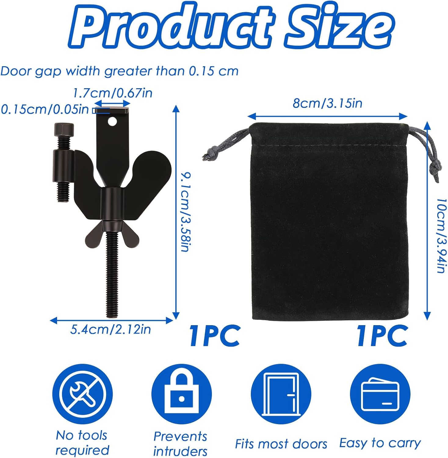Bloque Porte Hotel, Serrure Portable De Voyage En Acier Verrou De Sécurité Pour Porte D'entrée Verrouillage Sans Percer Anti Cambriolage Door Lock Rob - 2